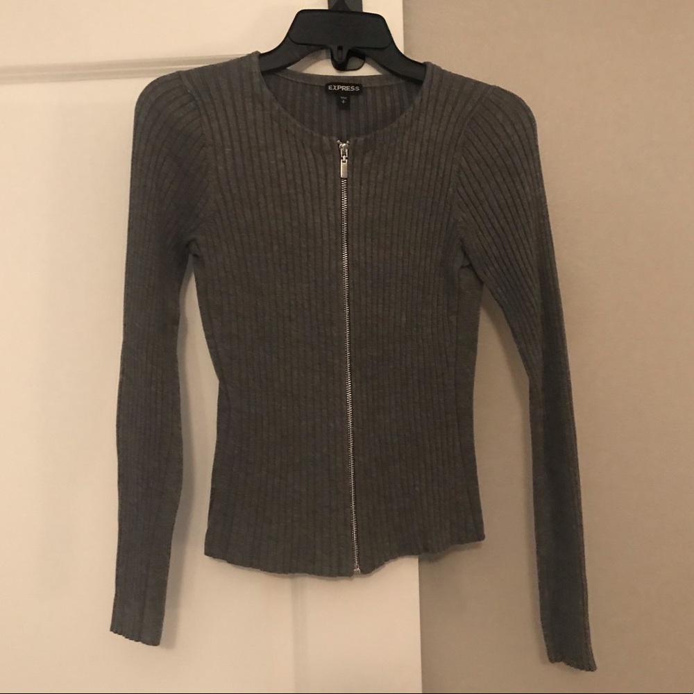 Express grey zip up sweater, size S, worn once!
